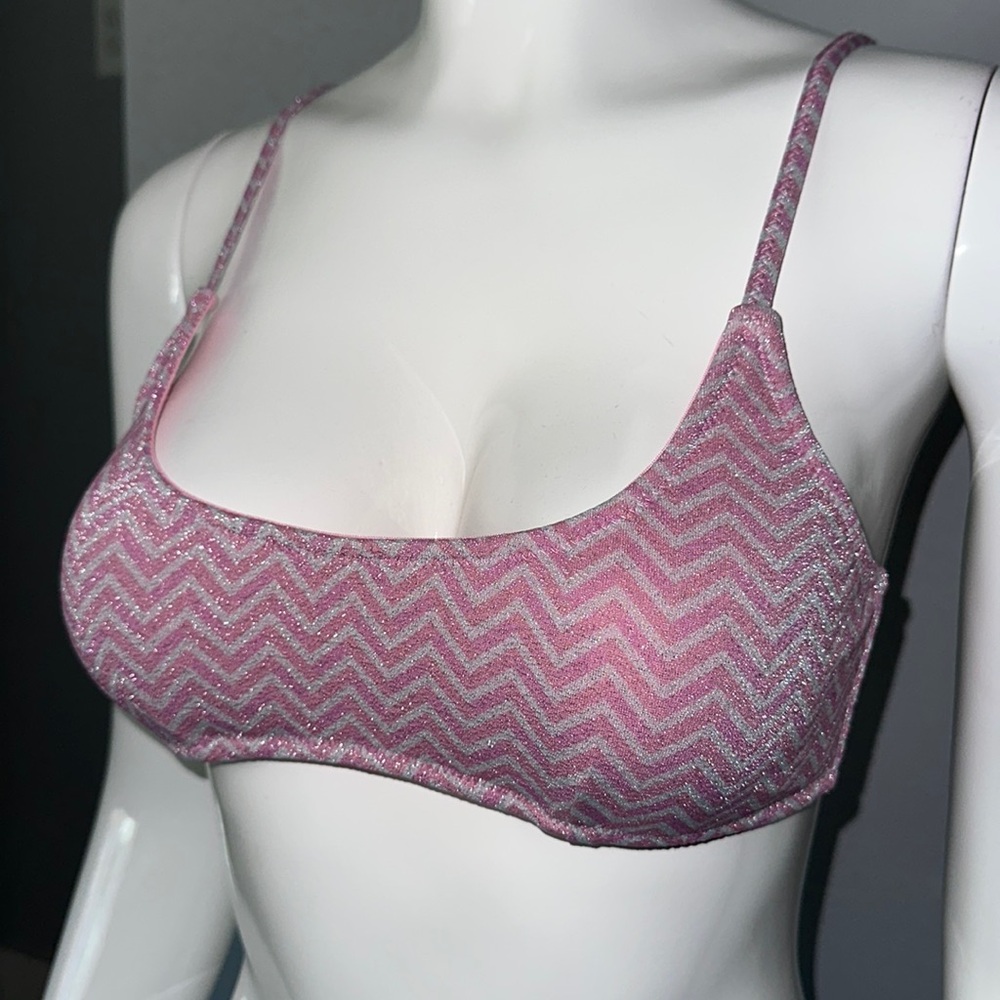 Pink and white sparkle Bathing suit top - Picture 2 of 8